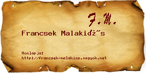Francsek Malakiás névjegykártya